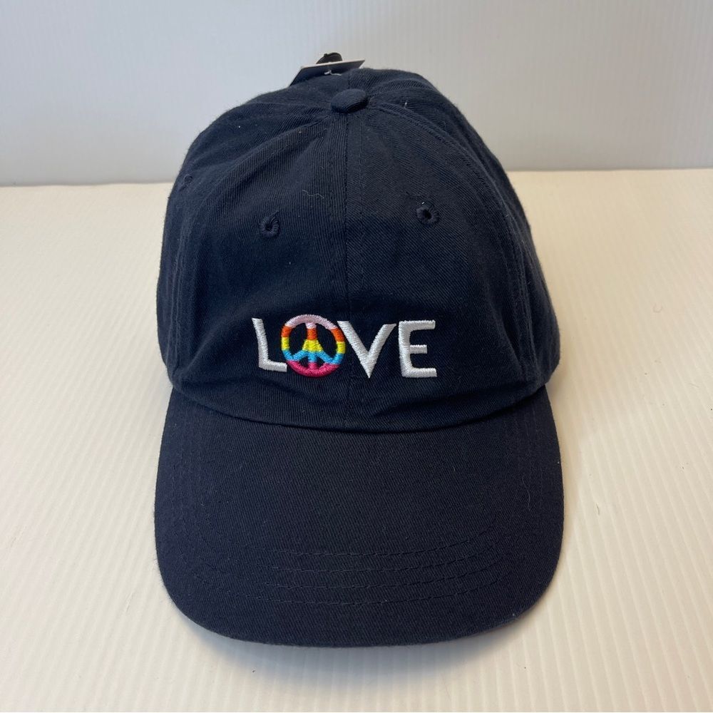 Nordstrom BP. Peace Love Navy Blue Dad Embroidered Cap One Size Hat NEW